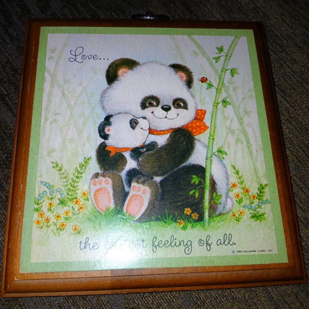 Vintage Hallmark Panda Plaque Wall Art